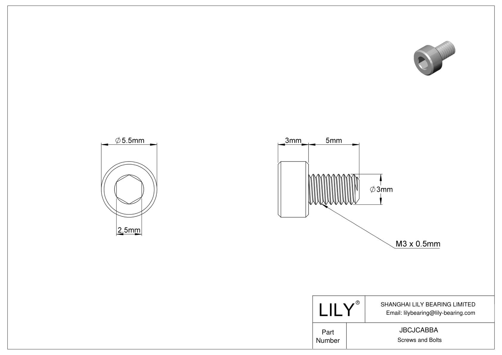 JBCJCABBA 18-8 Stainless Steel Socket Head Screws cad drawing