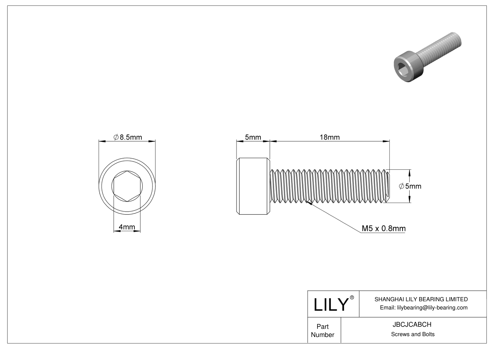 JBCJCABCH 18-8 不锈钢内六角螺钉 cad drawing