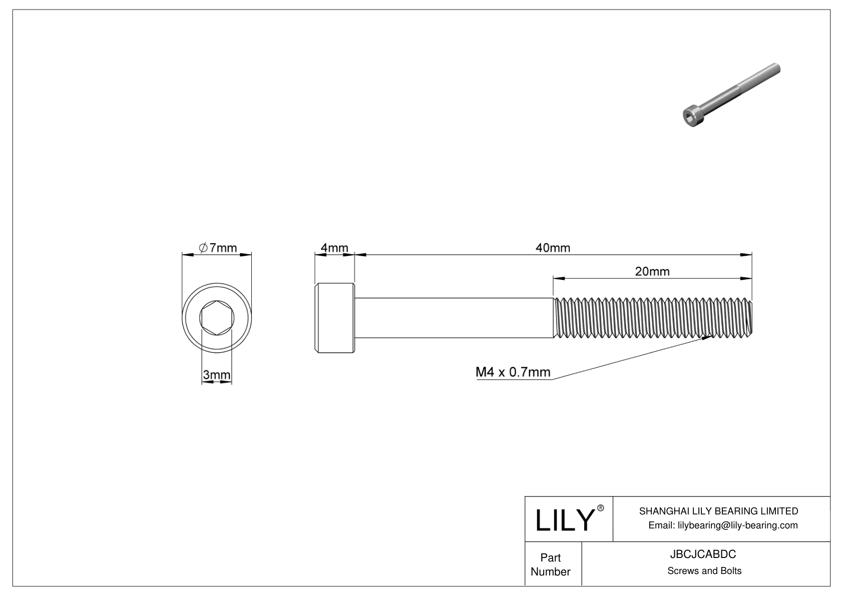 JBCJCABDC 18-8 Stainless Steel Socket Head Screws cad drawing