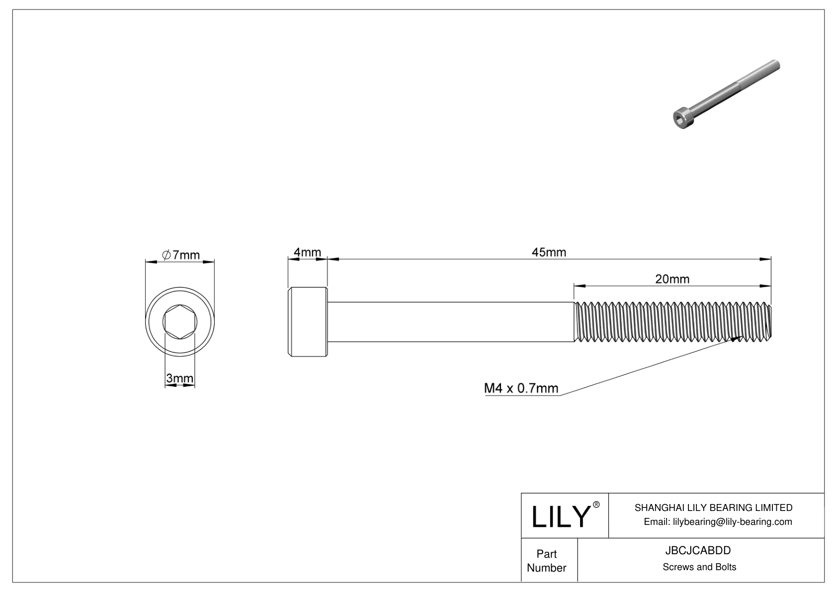 JBCJCABDD 18-8 Stainless Steel Socket Head Screws cad drawing