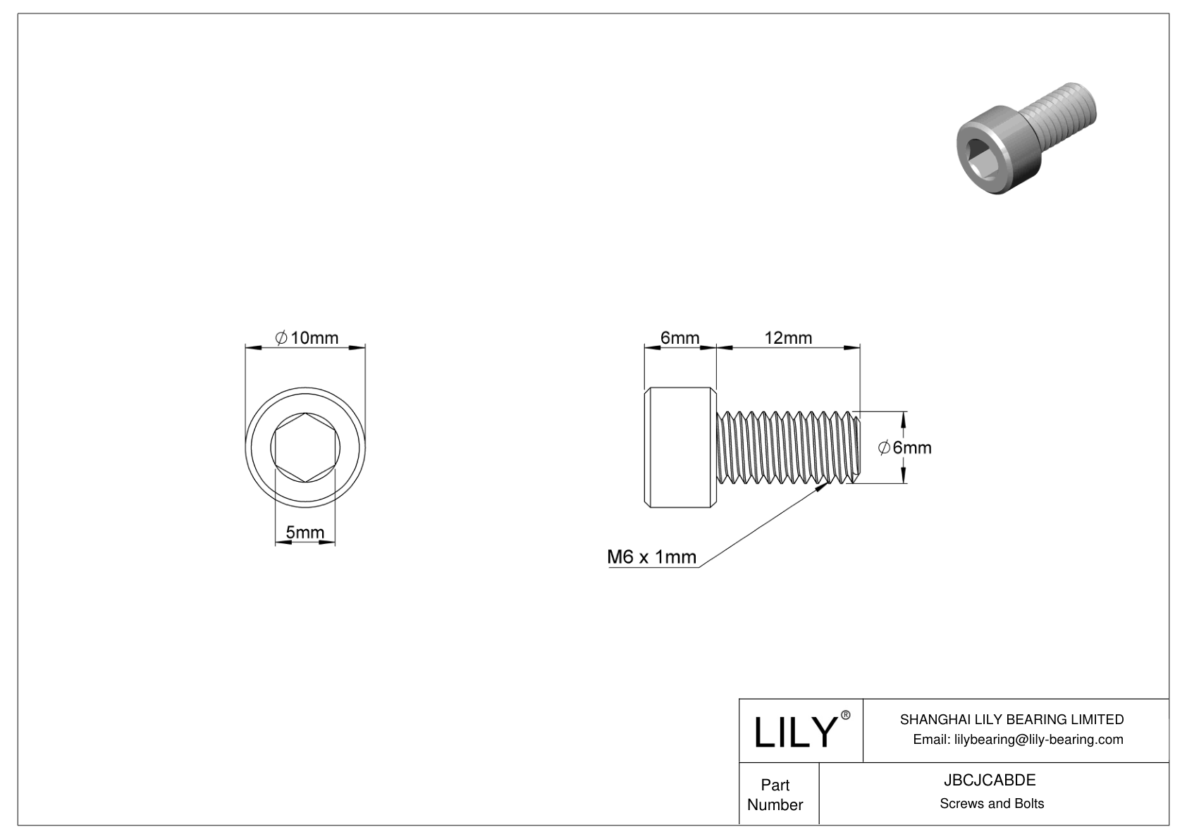 JBCJCABDE 18-8 Stainless Steel Socket Head Screws cad drawing