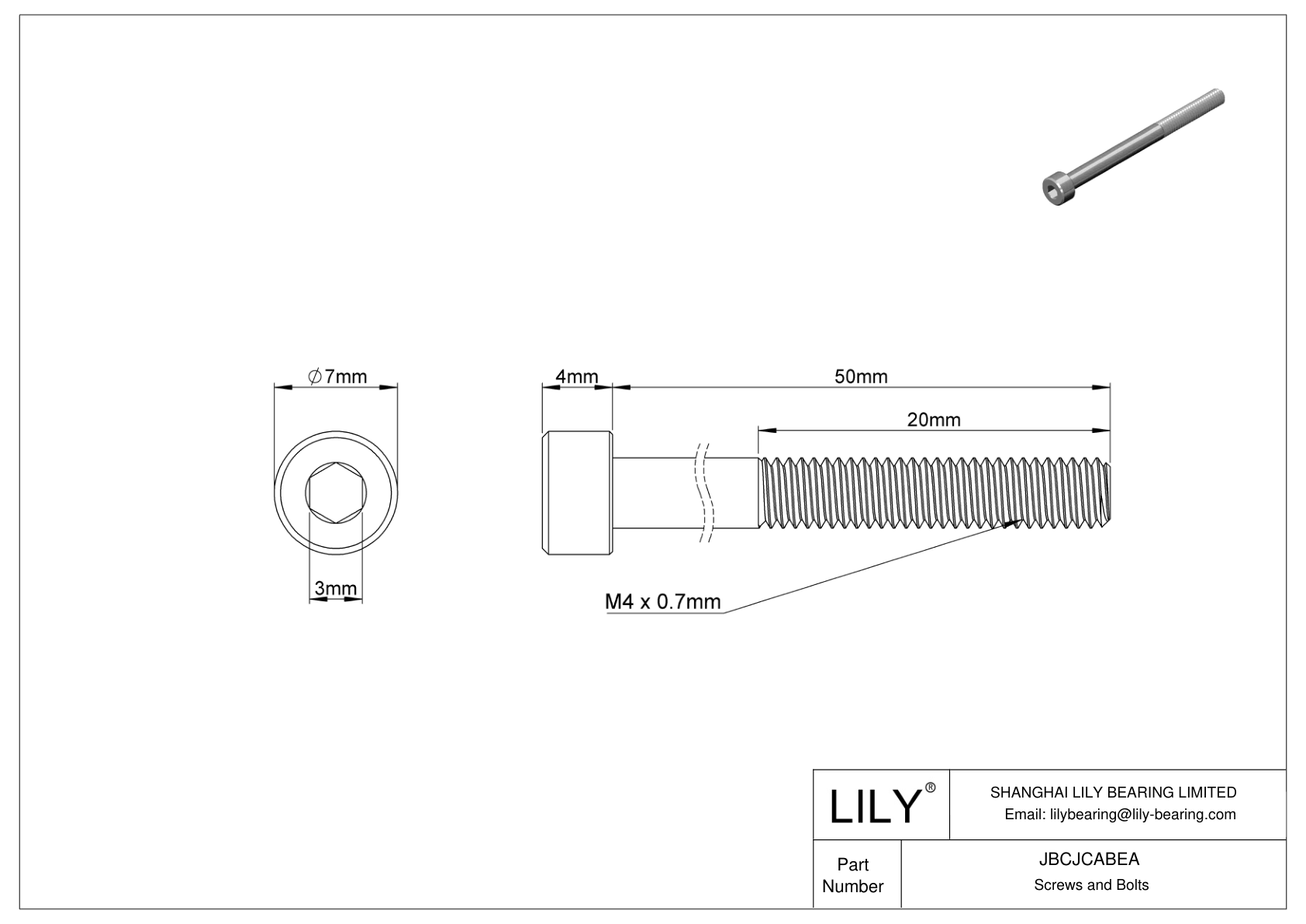 JBCJCABEA 18-8 Stainless Steel Socket Head Screws cad drawing