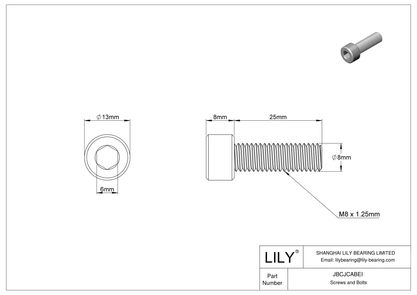 JBCJCABEI Tornillos de cabeza cilíndrica de acero inoxidable 18-8 cad drawing