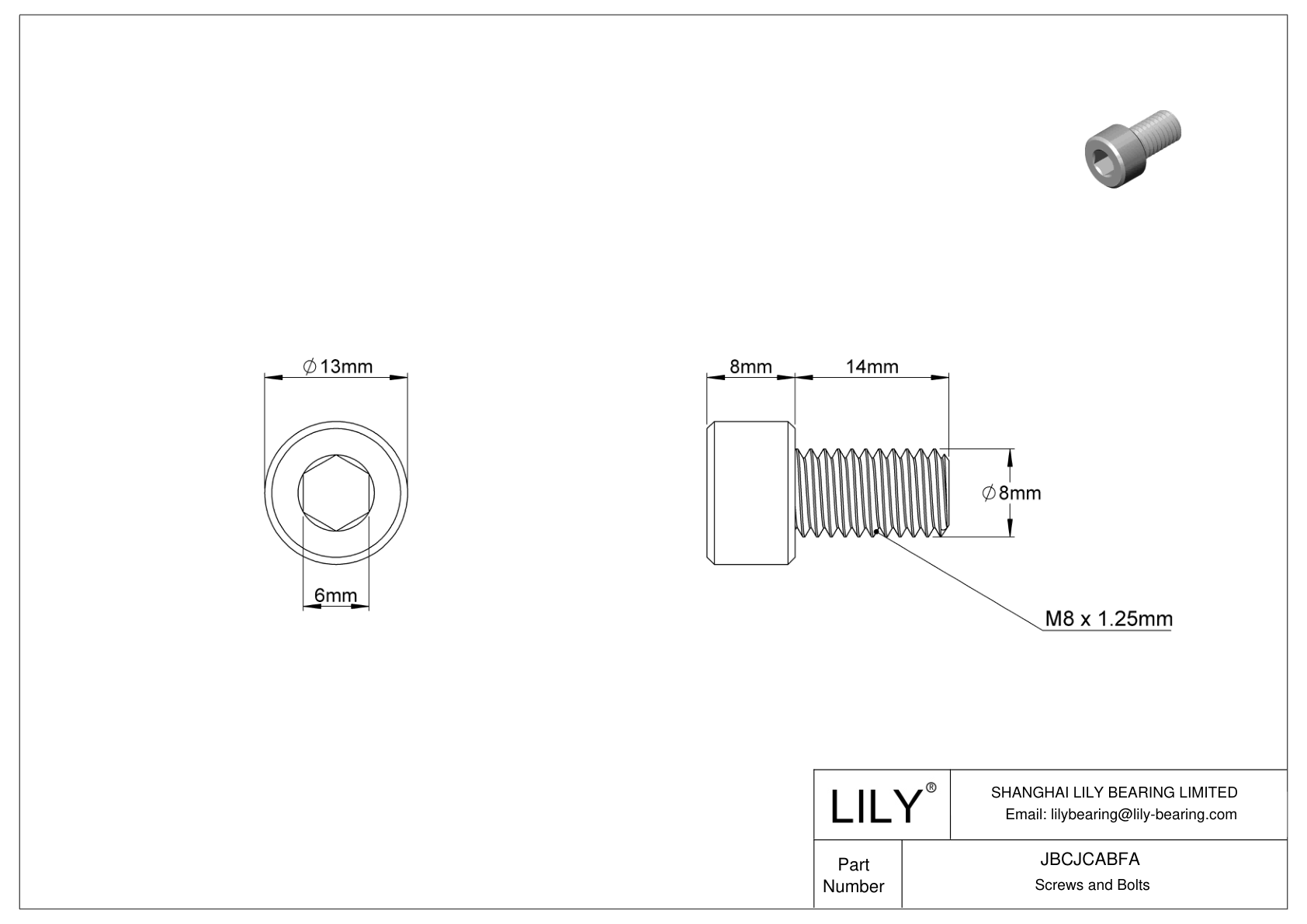 JBCJCABFA 18-8 Stainless Steel Socket Head Screws cad drawing