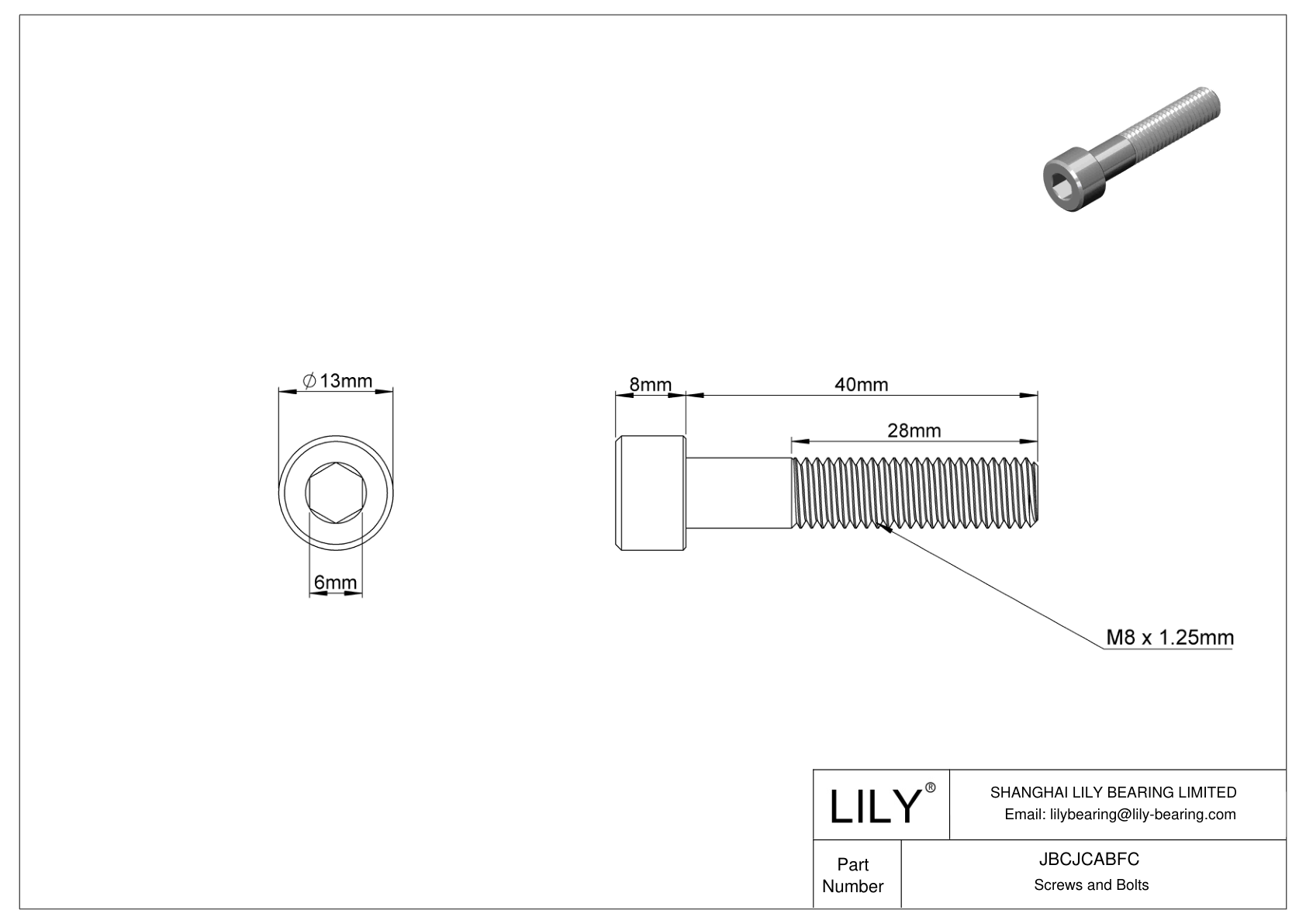 JBCJCABFC 18-8 Stainless Steel Socket Head Screws cad drawing