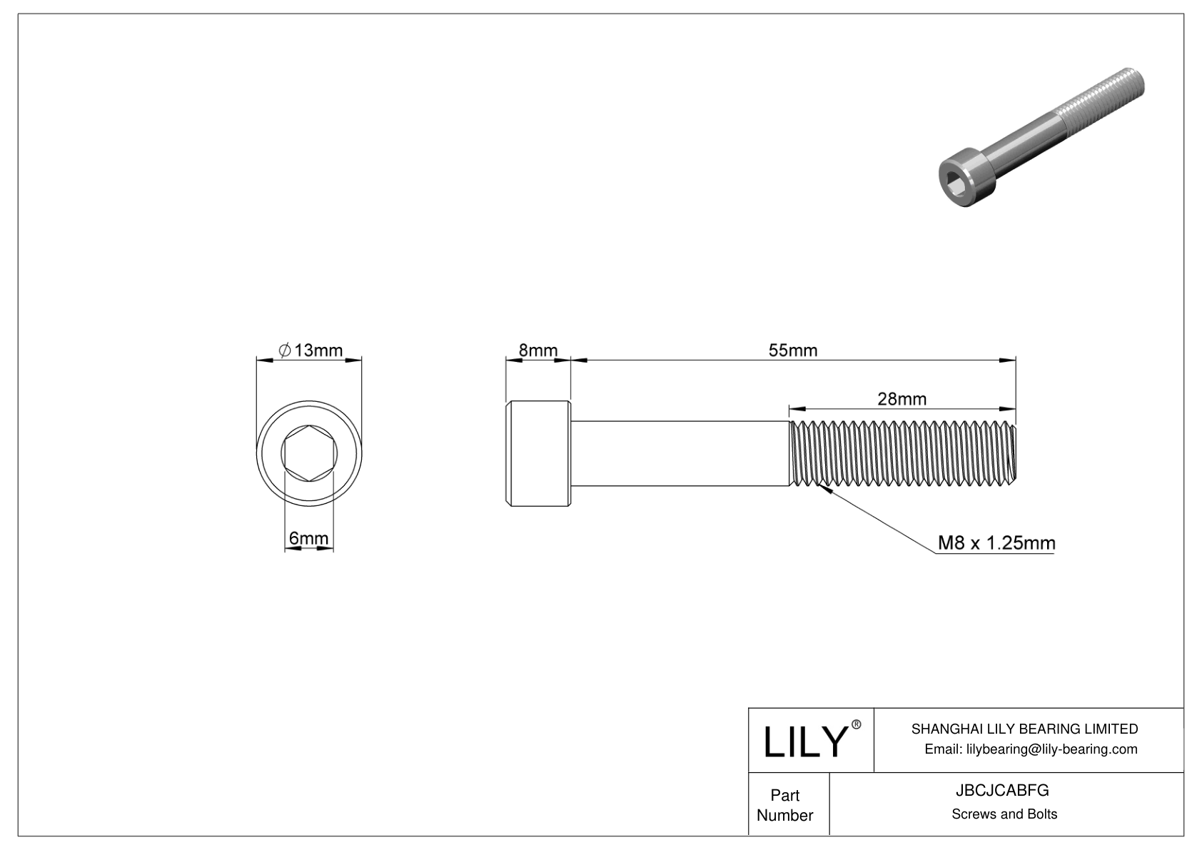 JBCJCABFG Tornillos de cabeza cilíndrica de acero inoxidable 18-8 cad drawing