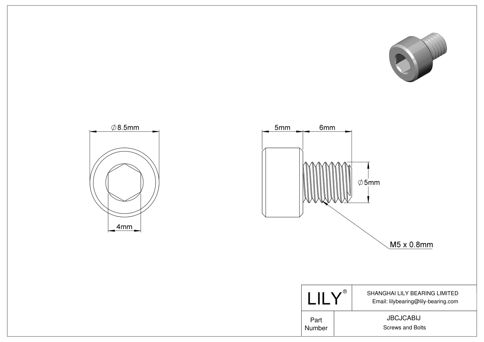 JBCJCABIJ 18-8 Stainless Steel Socket Head Screws cad drawing