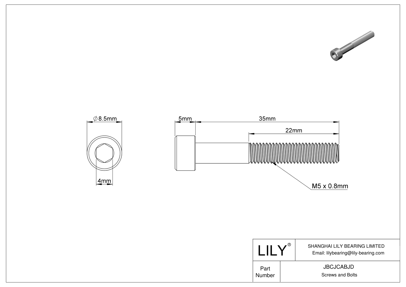 JBCJCABJD Tornillos de cabeza cilíndrica de acero inoxidable 18-8 cad drawing