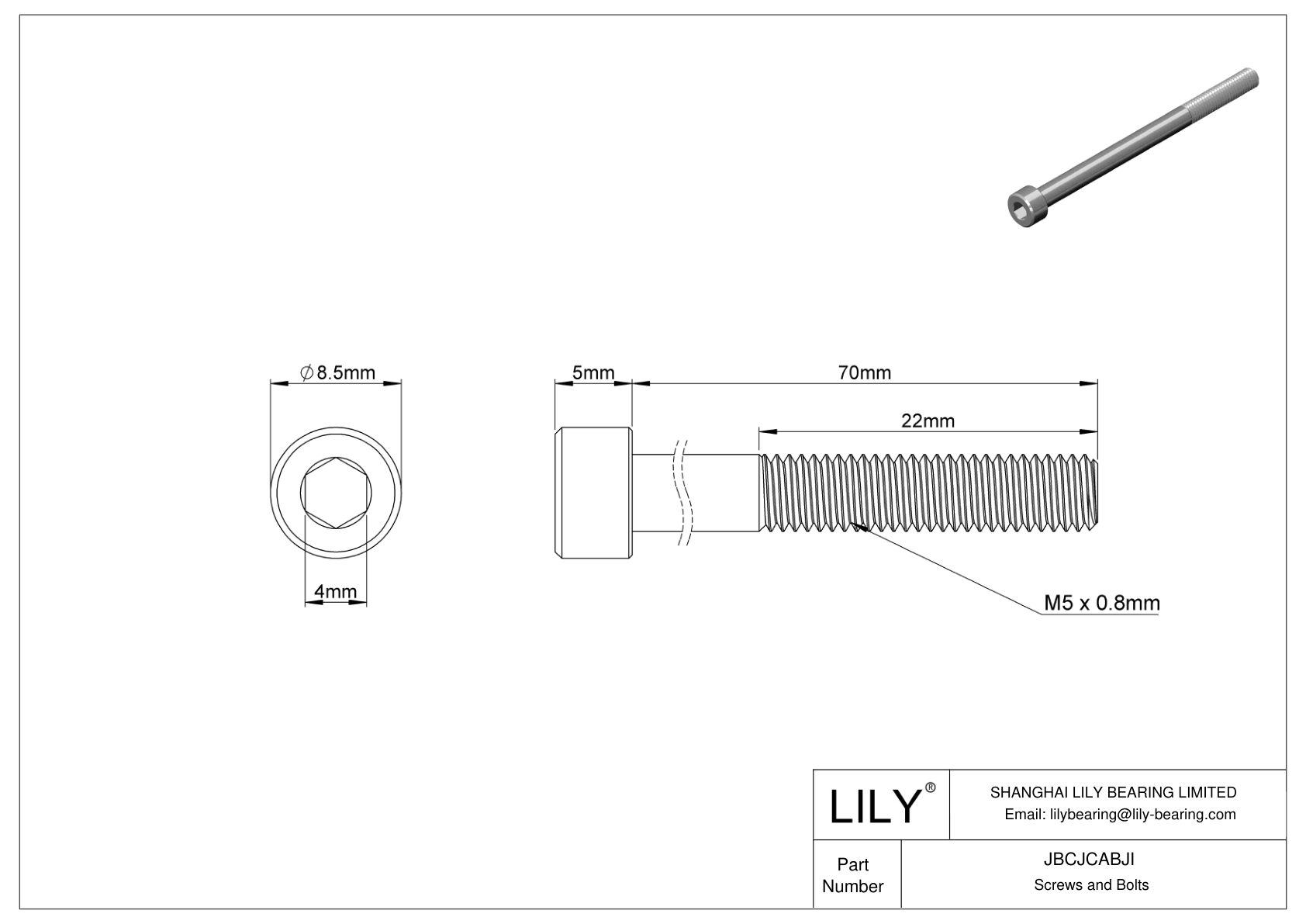 JBCJCABJI 18-8 Stainless Steel Socket Head Screws cad drawing