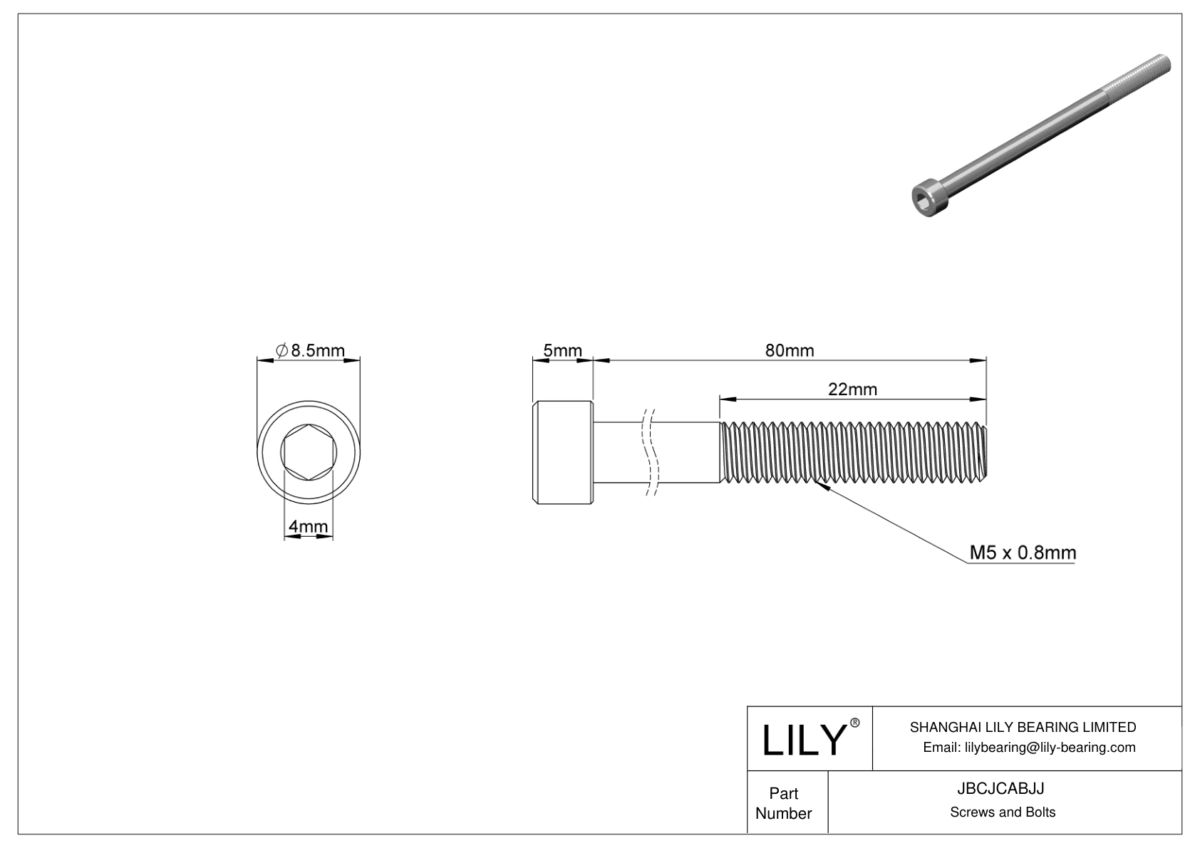 JBCJCABJJ Tornillos de cabeza cilíndrica de acero inoxidable 18-8 cad drawing