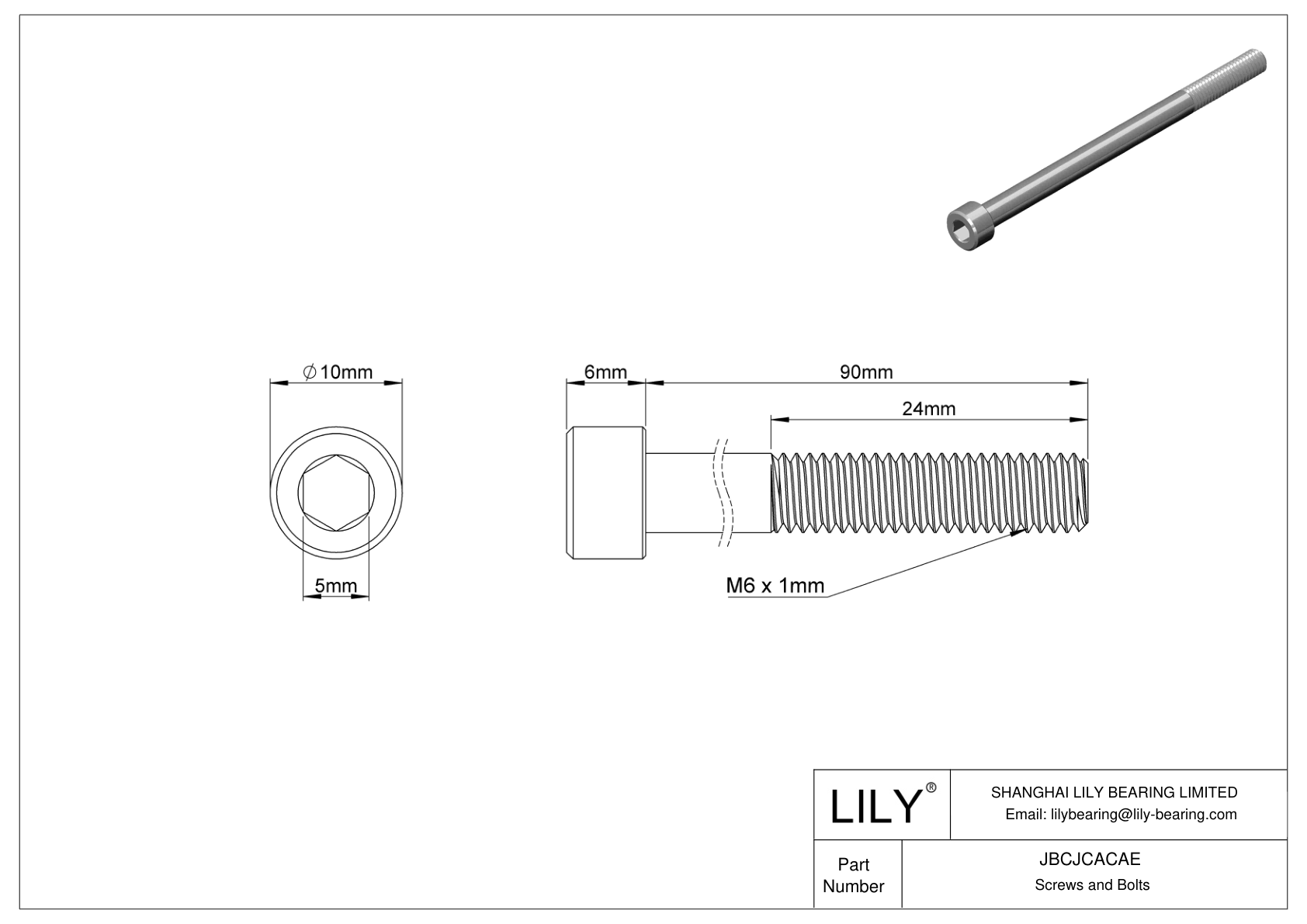 JBCJCACAE 18-8 Stainless Steel Socket Head Screws cad drawing