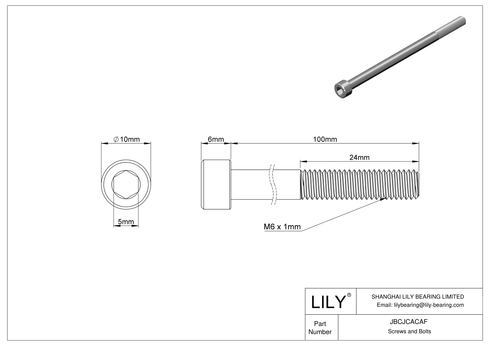 JBCJCACAF 18-8 Stainless Steel Socket Head Screws cad drawing