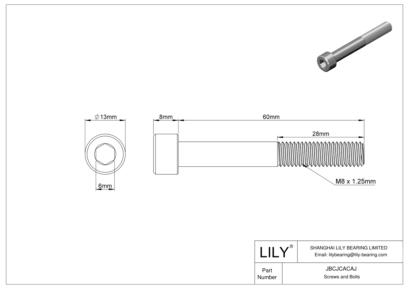 JBCJCACAJ 18-8 Stainless Steel Socket Head Screws cad drawing