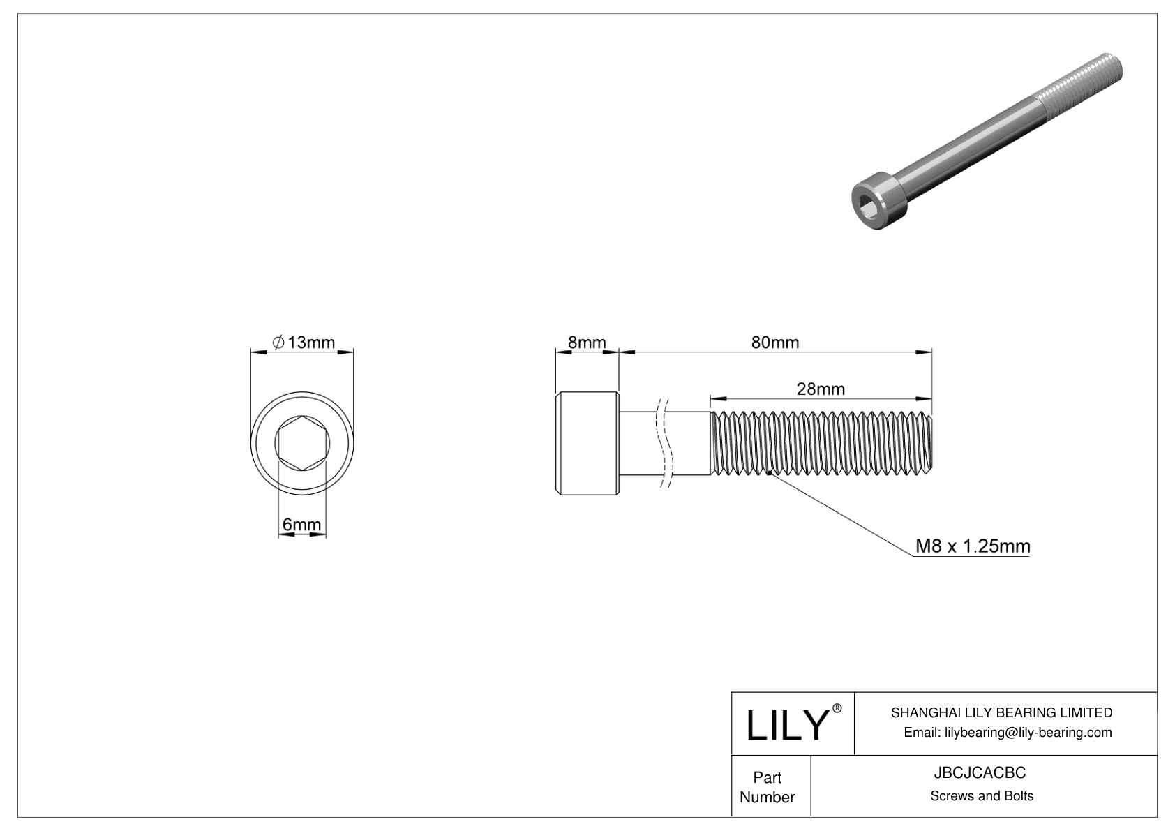 JBCJCACBC 18-8 Stainless Steel Socket Head Screws cad drawing