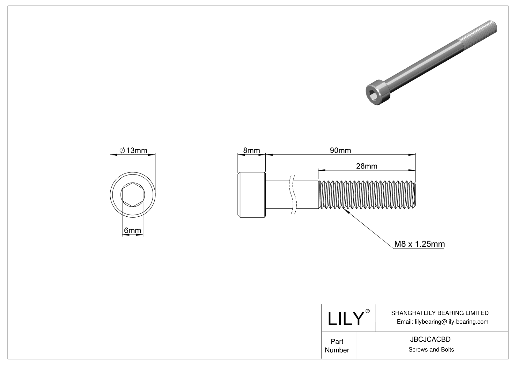 JBCJCACBD 18-8 Stainless Steel Socket Head Screws cad drawing