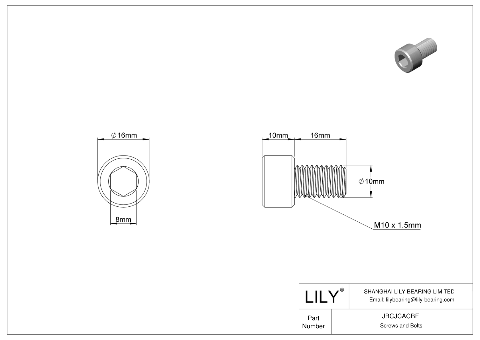 JBCJCACBF 18-8 Stainless Steel Socket Head Screws cad drawing