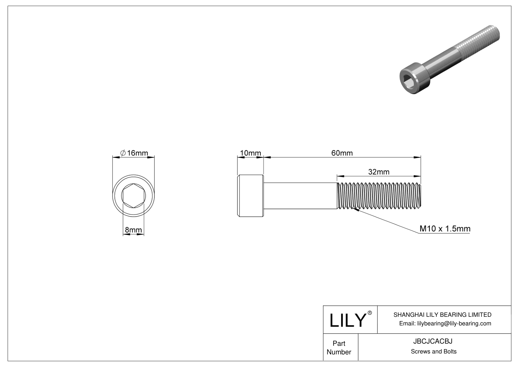 JBCJCACBJ Tornillos de cabeza cilíndrica de acero inoxidable 18-8 cad drawing