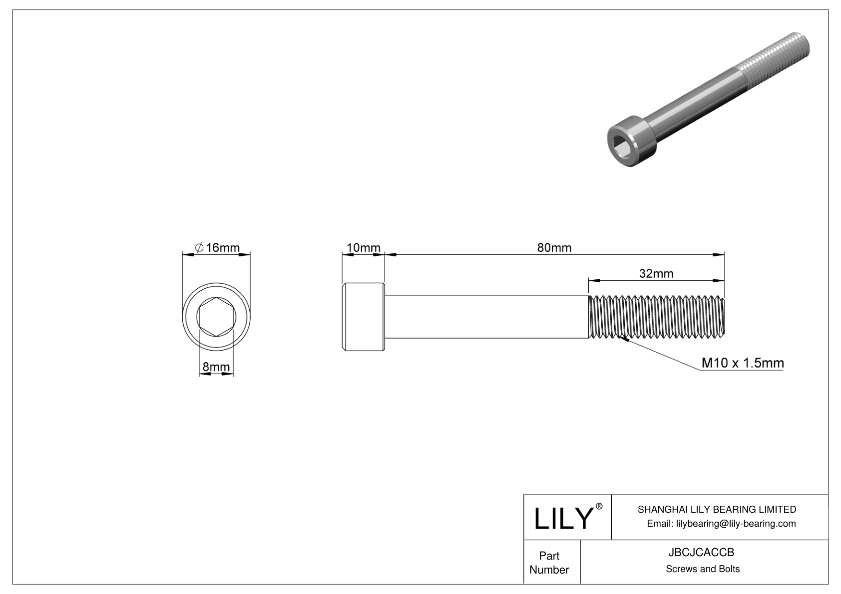 JBCJCACCB Tornillos de cabeza cilíndrica de acero inoxidable 18-8 cad drawing