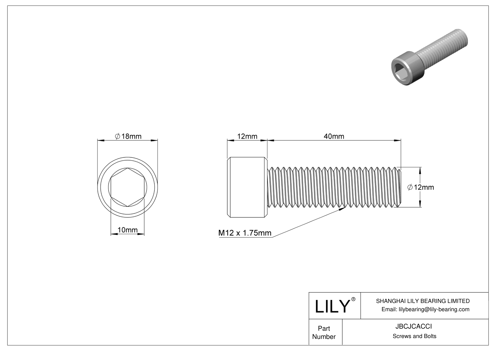 JBCJCACCI Tornillos de cabeza cilíndrica de acero inoxidable 18-8 cad drawing