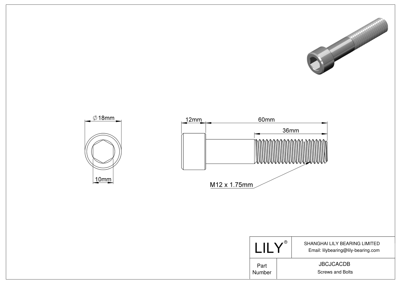 JBCJCACDB 18-8 不锈钢内六角螺钉 cad drawing