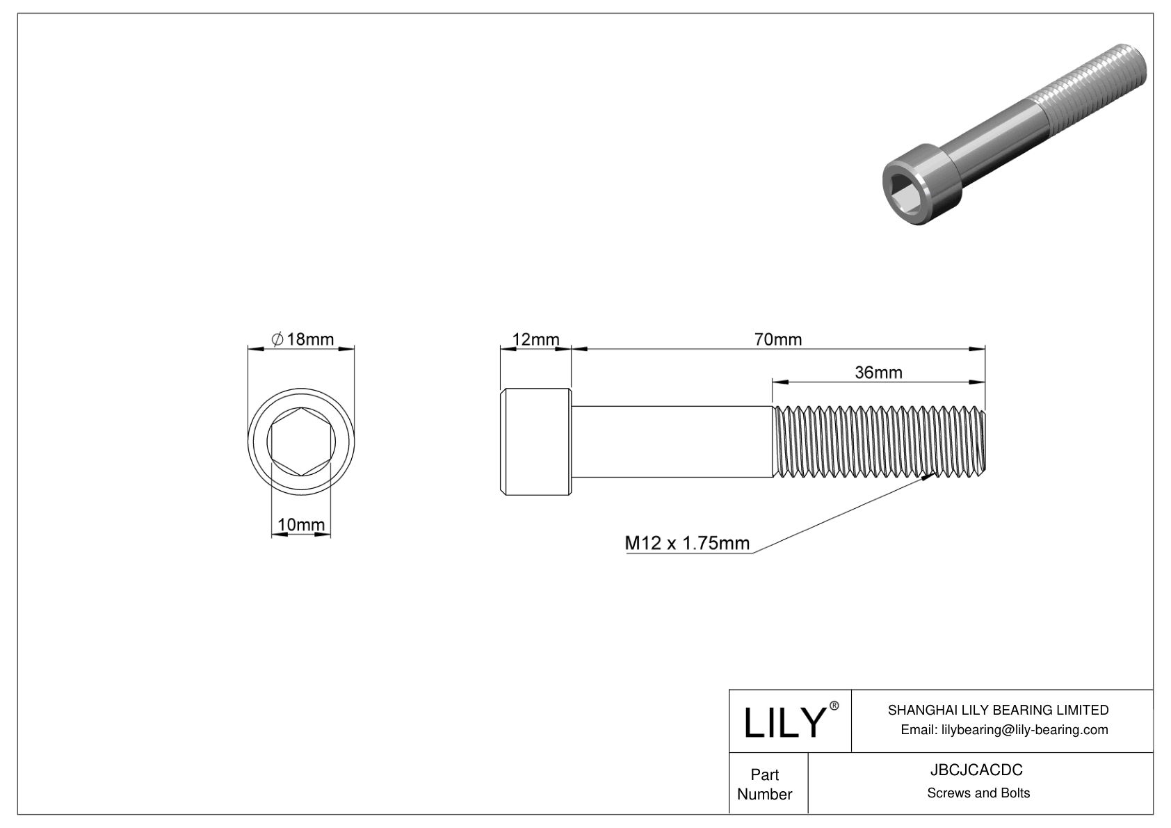 JBCJCACDC 18-8 Stainless Steel Socket Head Screws cad drawing