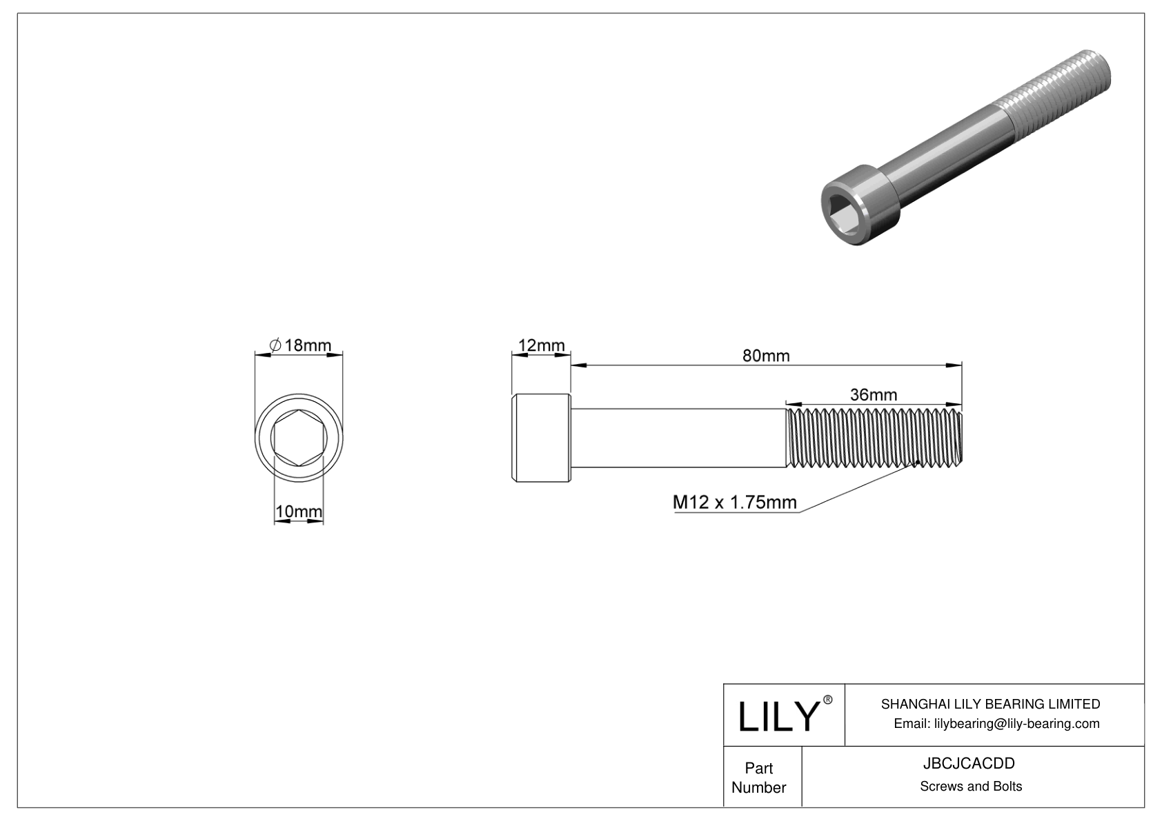 JBCJCACDD 18-8 Stainless Steel Socket Head Screws cad drawing