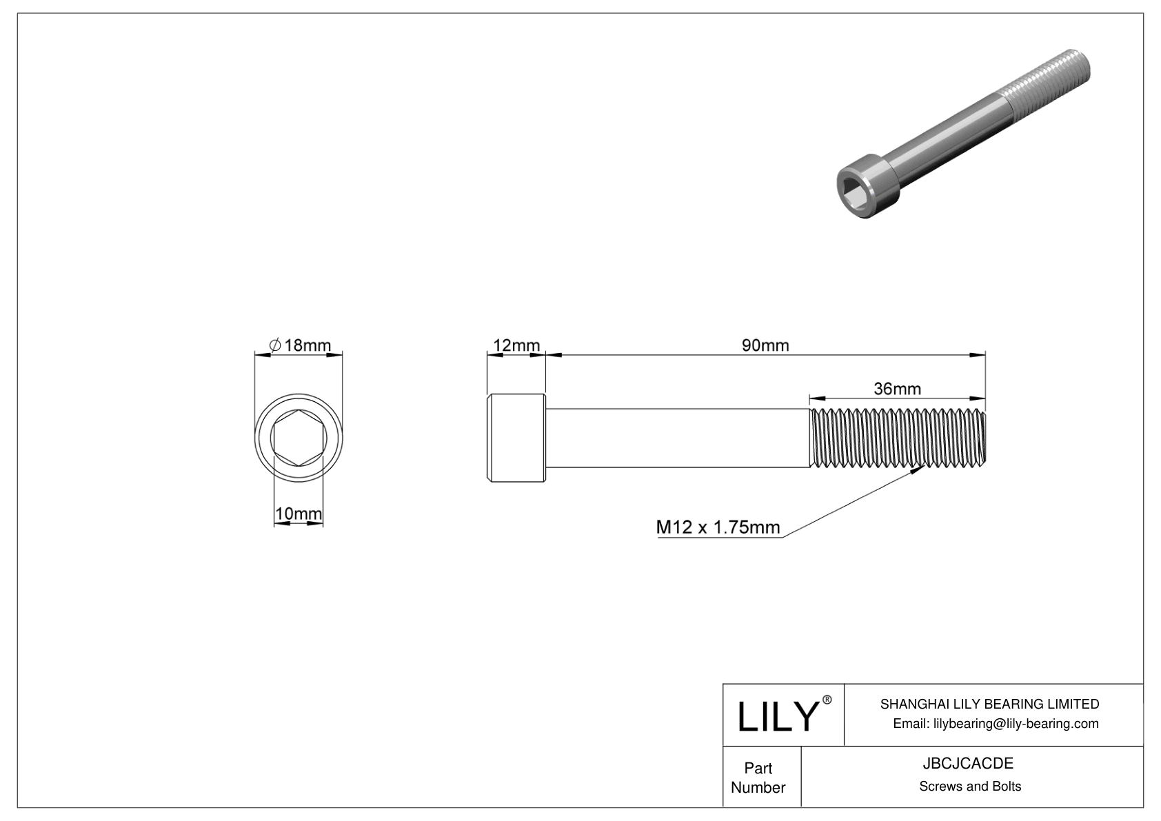 JBCJCACDE 18-8 Stainless Steel Socket Head Screws cad drawing