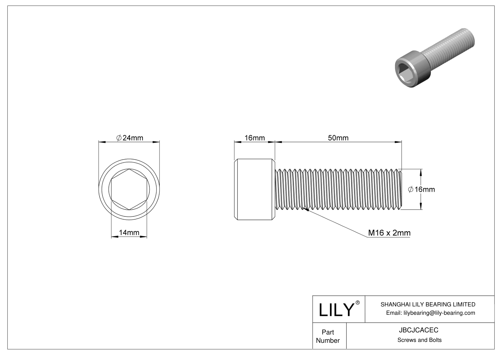 JBCJCACEC Tornillos de cabeza cilíndrica de acero inoxidable 18-8 cad drawing