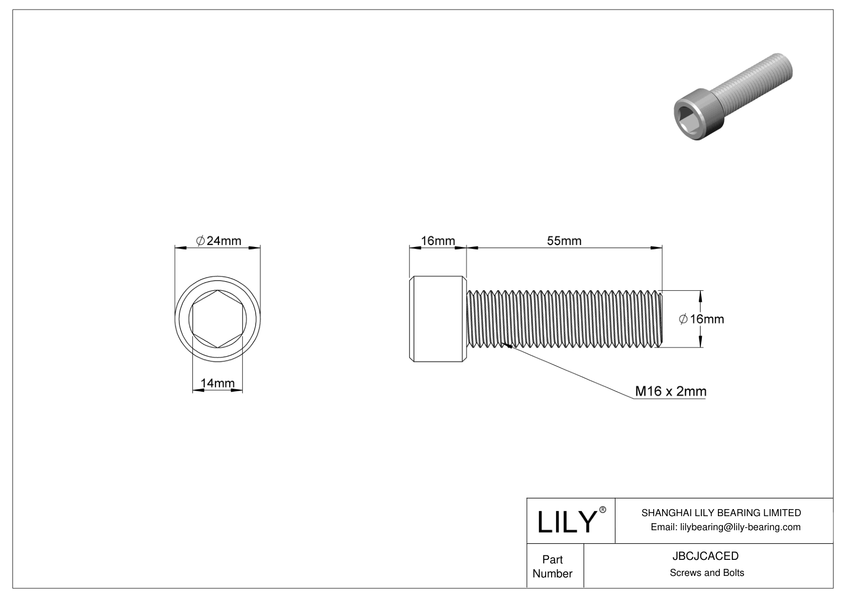 JBCJCACED 18-8 Stainless Steel Socket Head Screws cad drawing