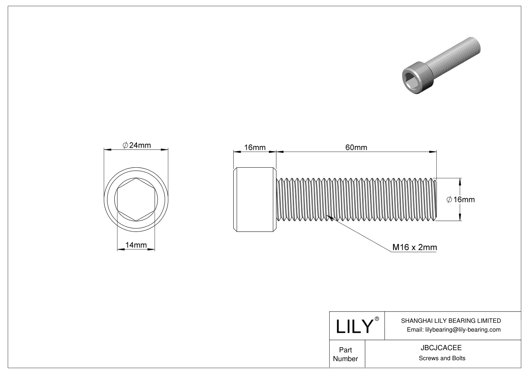 JBCJCACEE Tornillos de cabeza cilíndrica de acero inoxidable 18-8 cad drawing