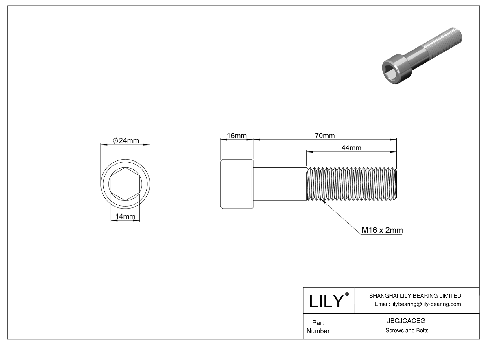 JBCJCACEG 18-8 Stainless Steel Socket Head Screws cad drawing