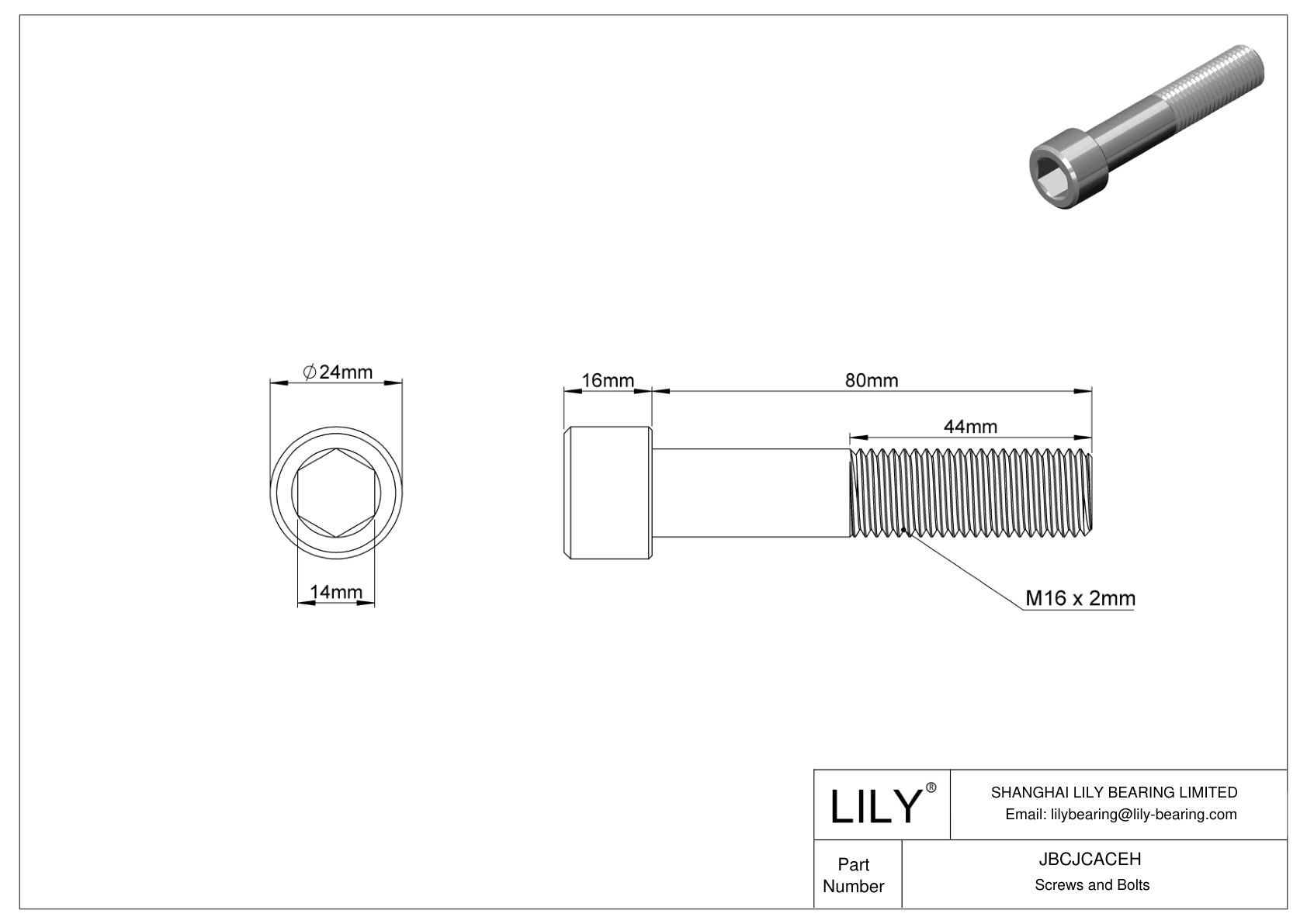 JBCJCACEH 18-8 Stainless Steel Socket Head Screws cad drawing