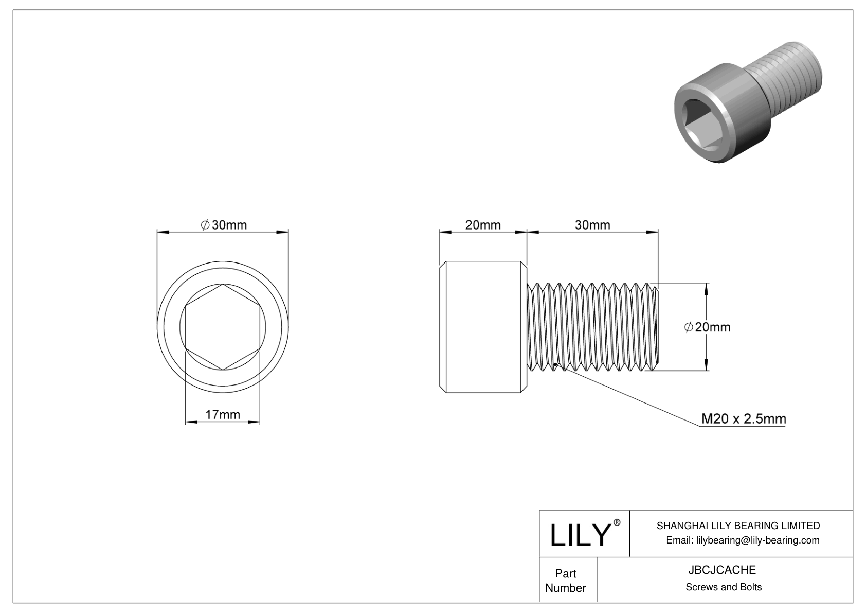 JBCJCACHE 18-8 Stainless Steel Socket Head Screws cad drawing