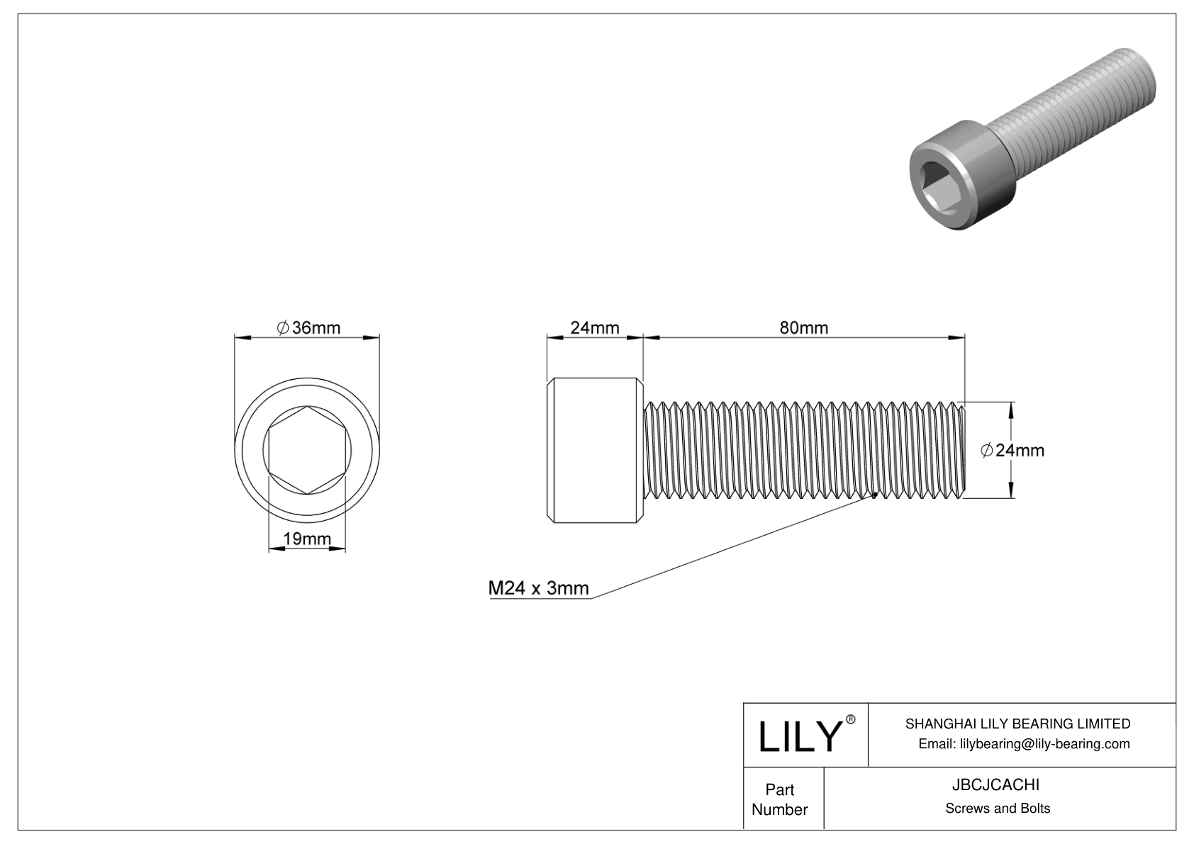 JBCJCACHI Tornillos de cabeza cilíndrica de acero inoxidable 18-8 cad drawing