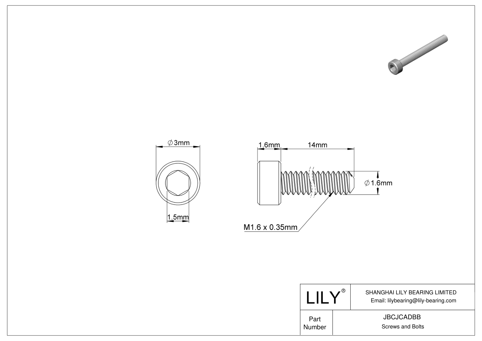 JBCJCADBB Tornillos de cabeza cilíndrica de acero inoxidable 18-8 cad drawing