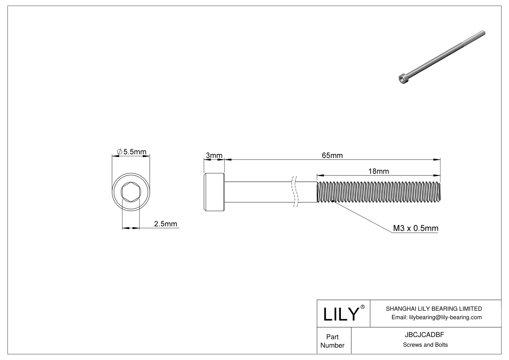 JBCJCADBF Tornillos de cabeza cilíndrica de acero inoxidable 18-8 cad drawing