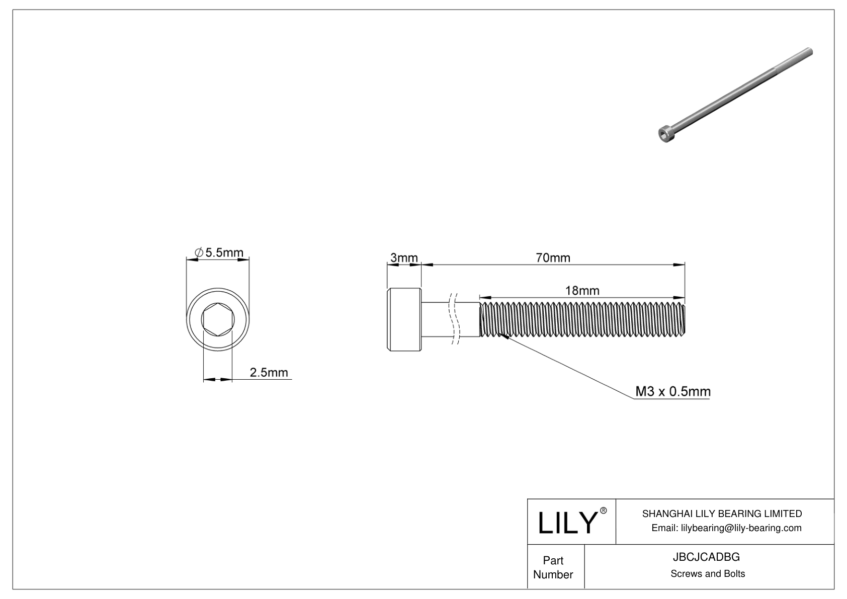 JBCJCADBG Tornillos de cabeza cilíndrica de acero inoxidable 18-8 cad drawing