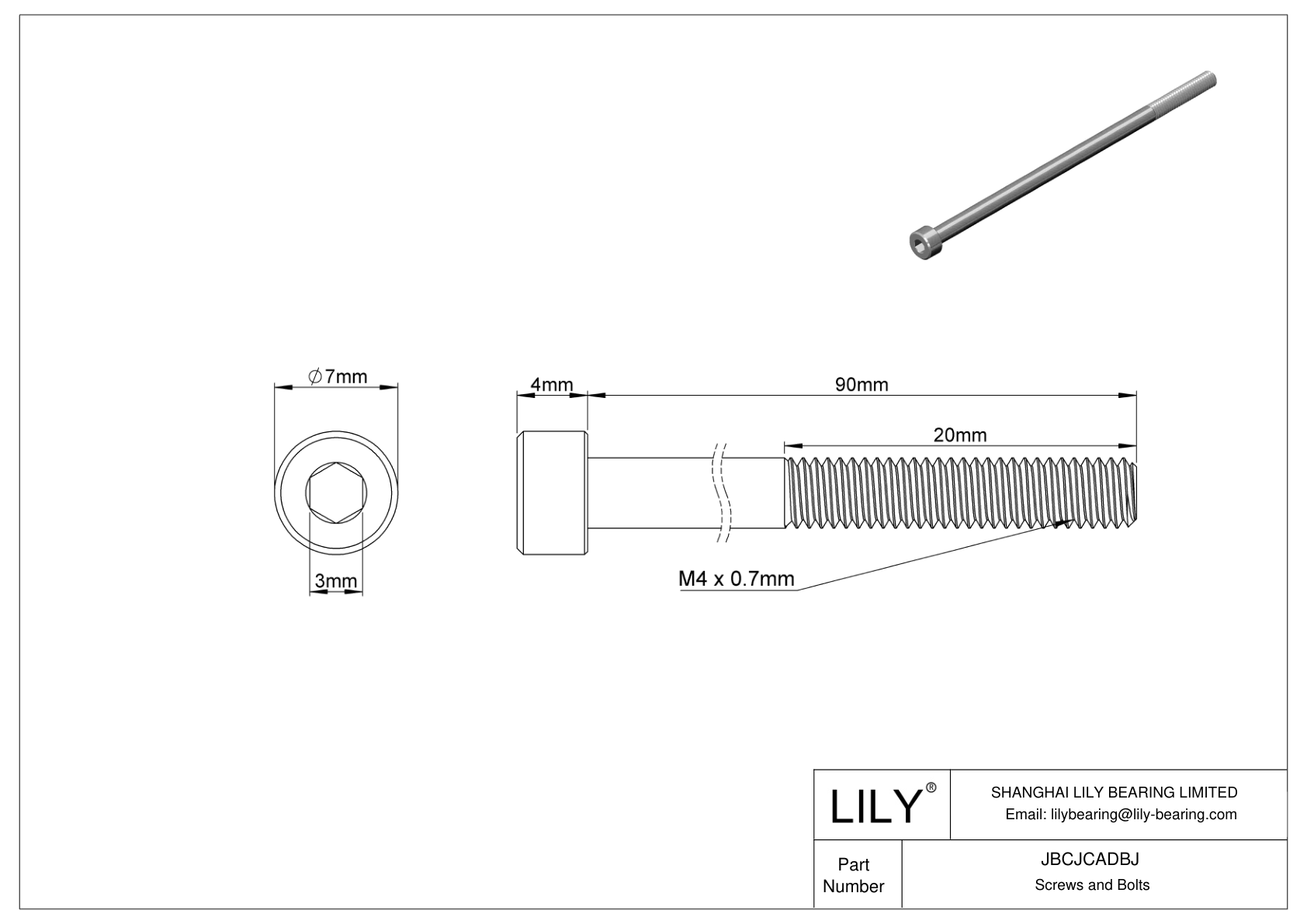 JBCJCADBJ 18-8 Stainless Steel Socket Head Screws cad drawing