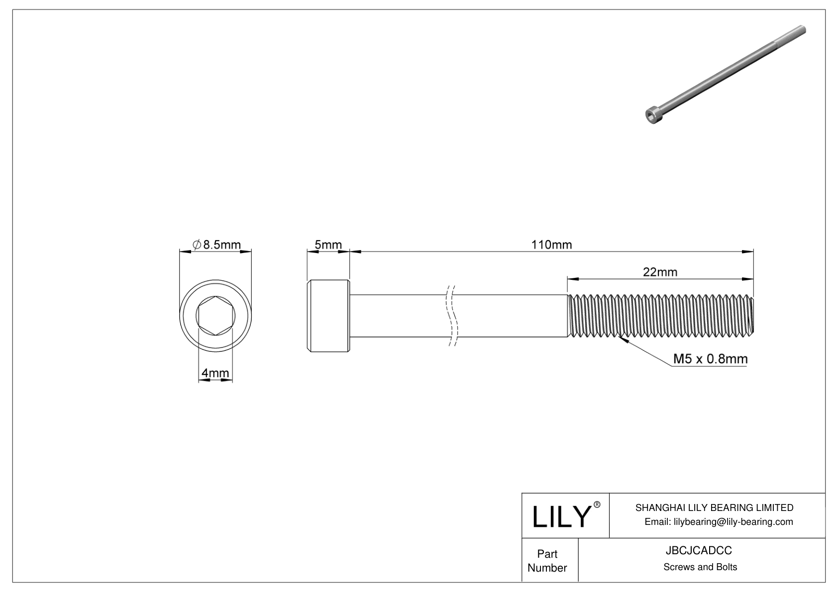 JBCJCADCC Tornillos de cabeza cilíndrica de acero inoxidable 18-8 cad drawing