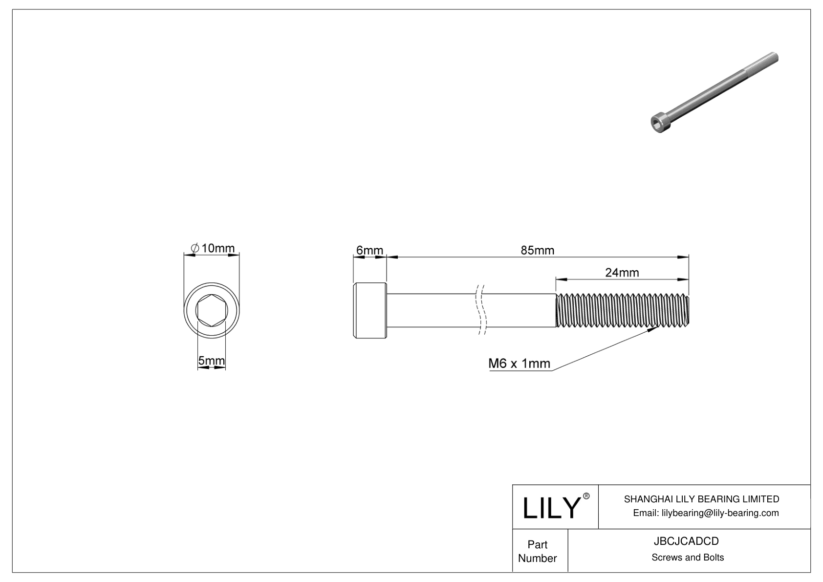 JBCJCADCD Tornillos de cabeza cilíndrica de acero inoxidable 18-8 cad drawing