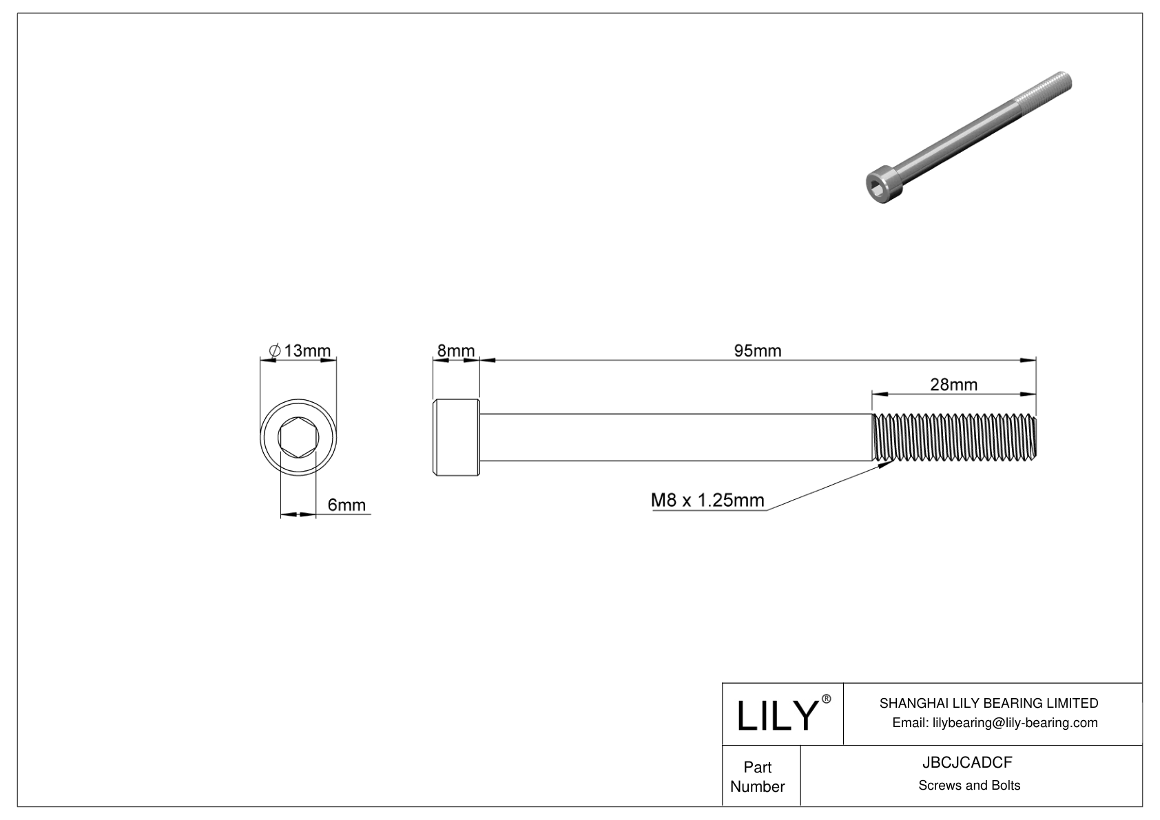 JBCJCADCF Tornillos de cabeza cilíndrica de acero inoxidable 18-8 cad drawing