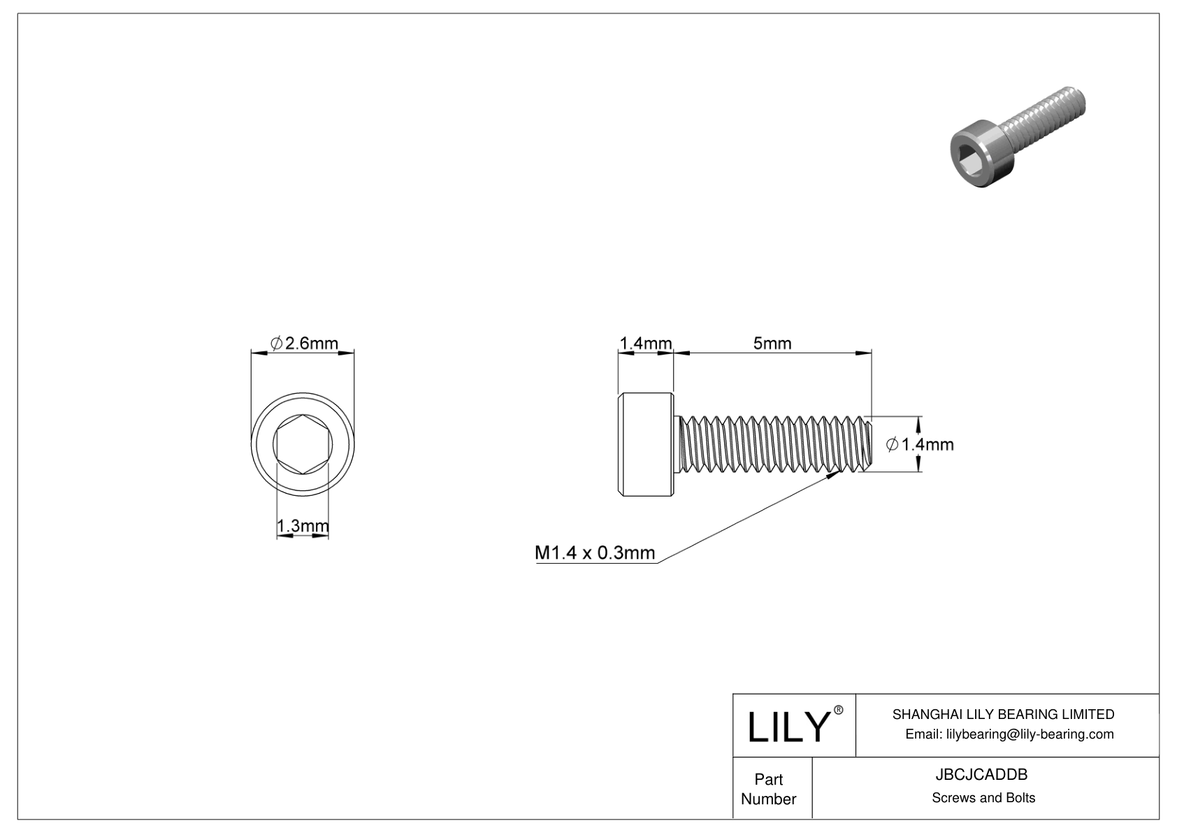 JBCJCADDB Tornillos de cabeza cilíndrica de acero inoxidable 18-8 cad drawing