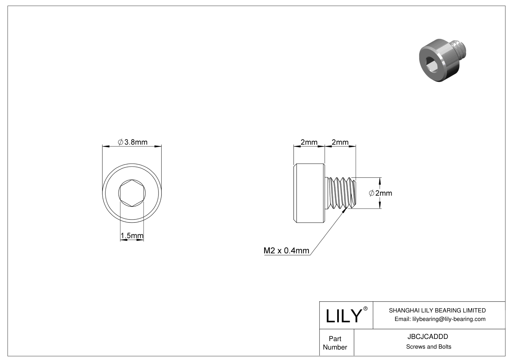 JBCJCADDD Tornillos de cabeza cilíndrica de acero inoxidable 18-8 cad drawing