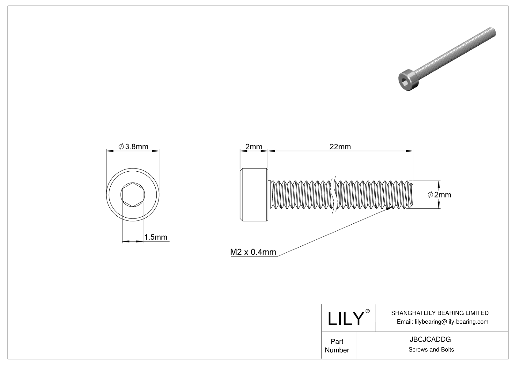 JBCJCADDG 18-8 Stainless Steel Socket Head Screws cad drawing