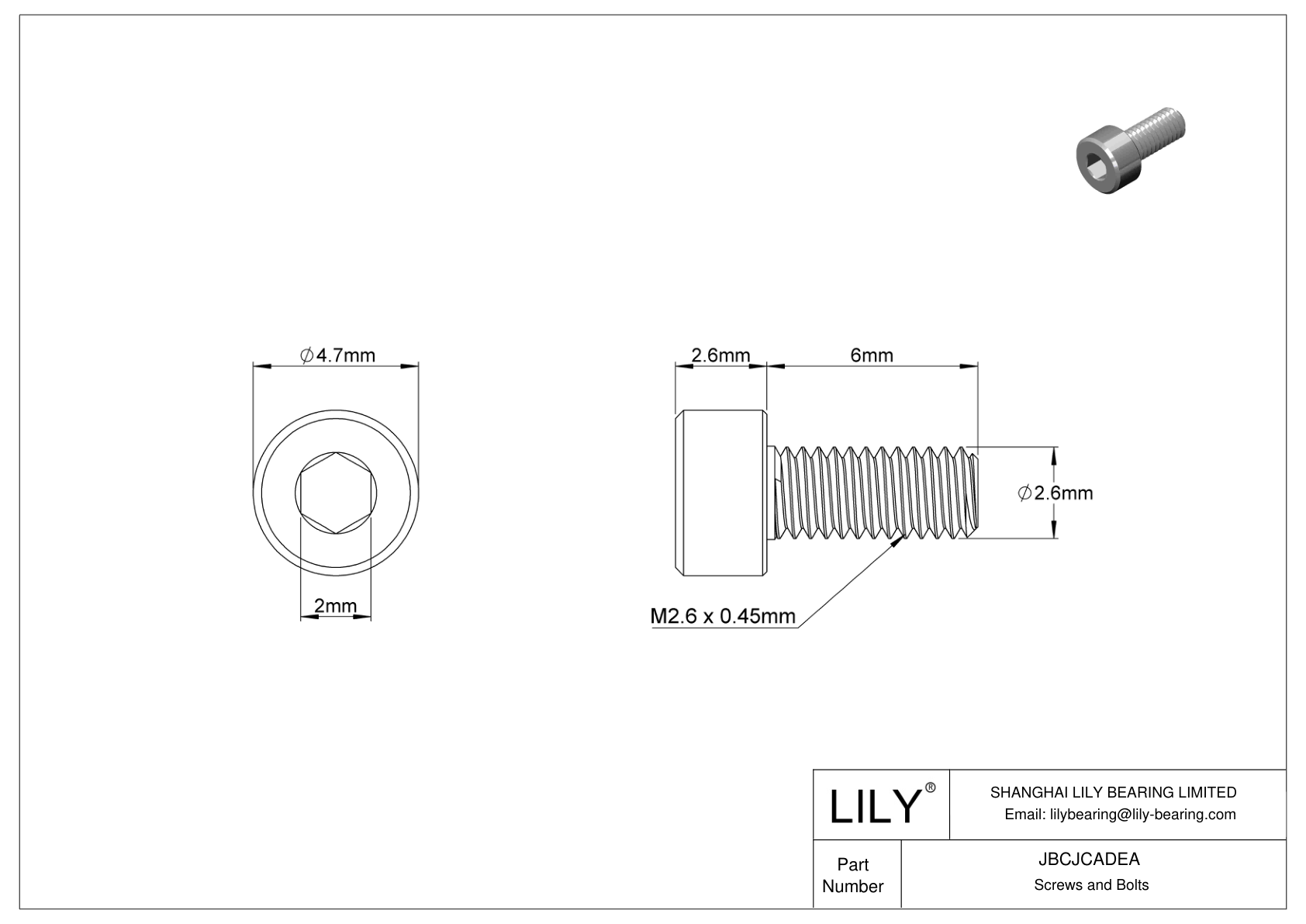 JBCJCADEA 18-8 Stainless Steel Socket Head Screws cad drawing