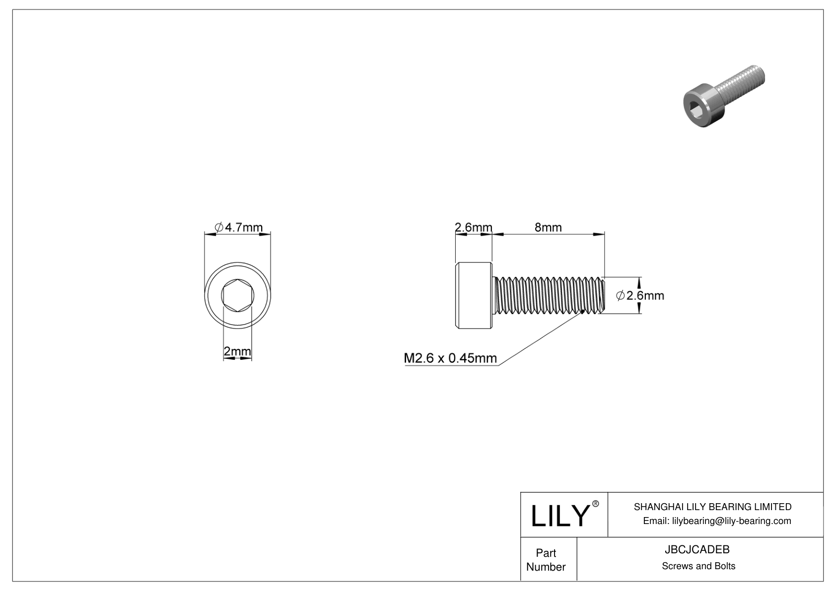 JBCJCADEB 18-8 不锈钢内六角螺钉 cad drawing