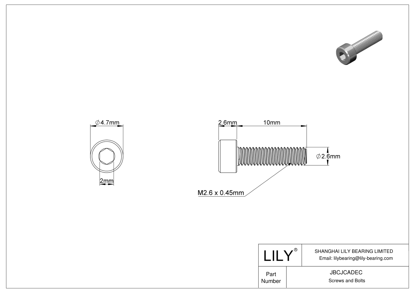 JBCJCADEC Tornillos de cabeza cilíndrica de acero inoxidable 18-8 cad drawing