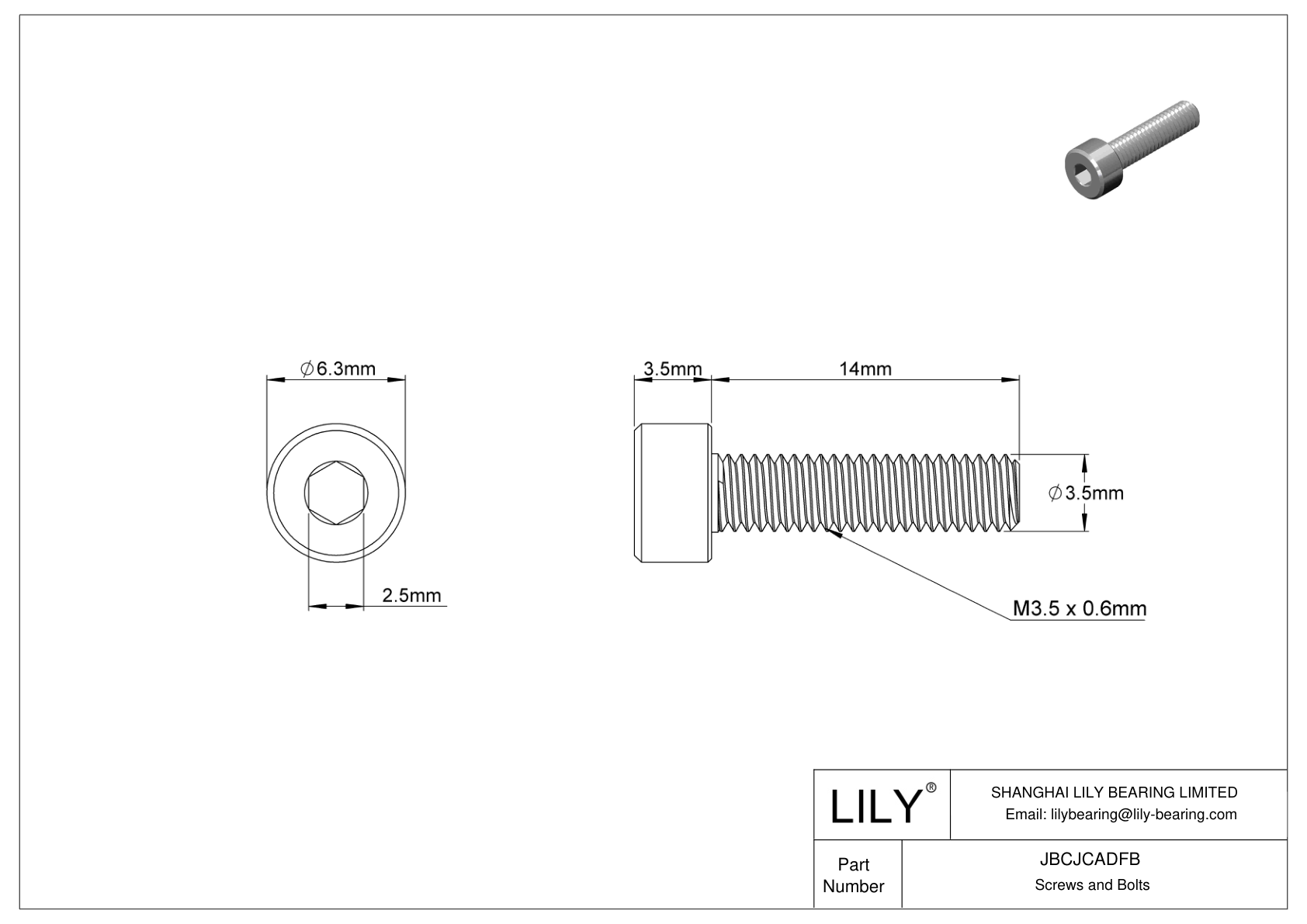 JBCJCADFB 18-8 Stainless Steel Socket Head Screws cad drawing