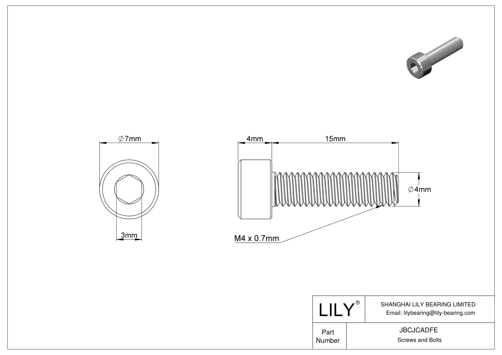 JBCJCADFE Tornillos de cabeza cilíndrica de acero inoxidable 18-8 cad drawing