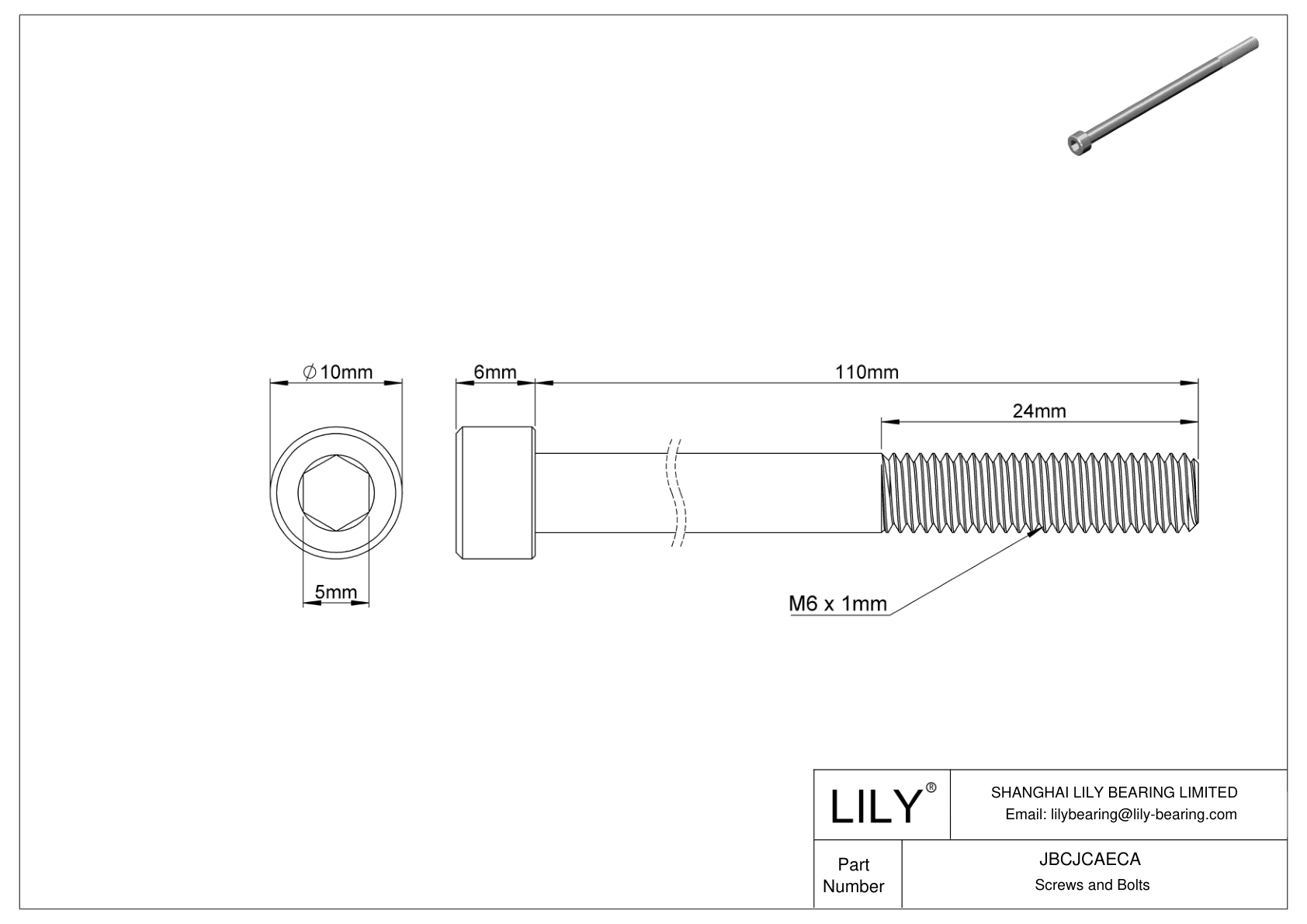 JBCJCAECA 18-8 Stainless Steel Socket Head Screws cad drawing